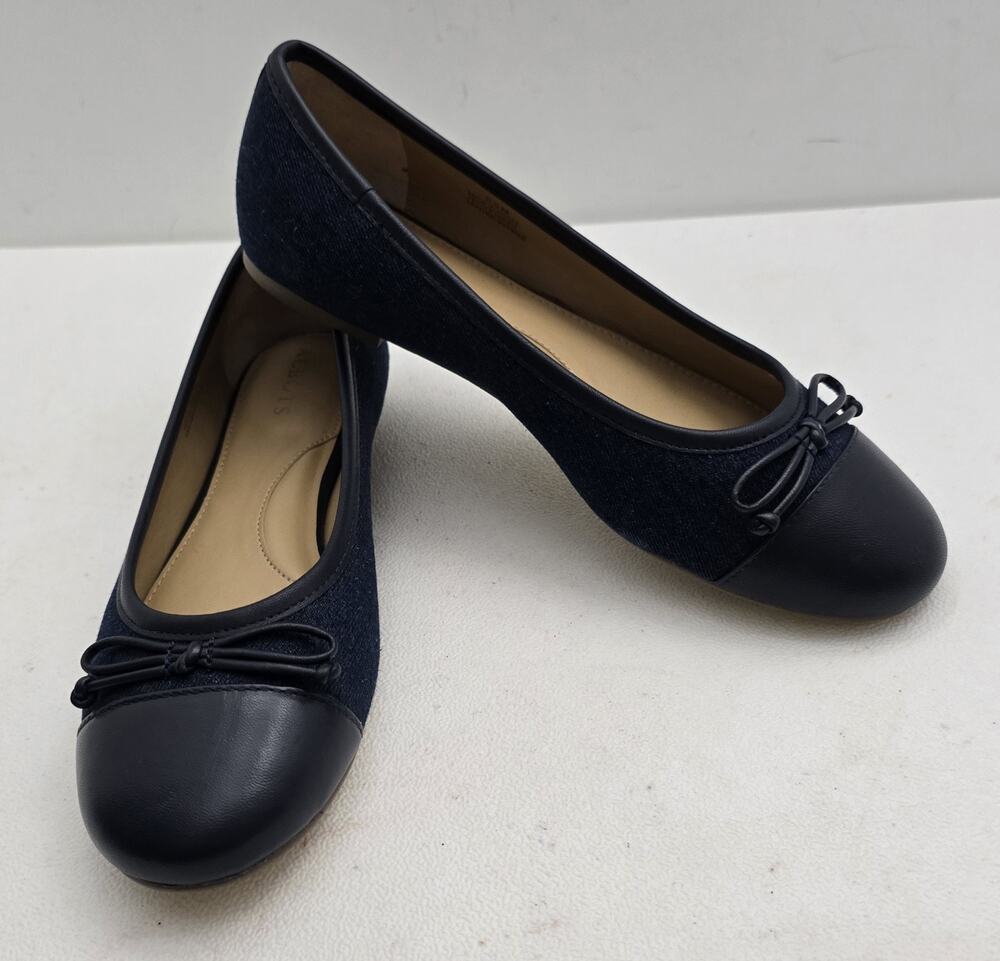 Women's TALBOTS BLAIR CAP TOE BALLET FLATS -DENIM BLUE Sz 6.5M NEW